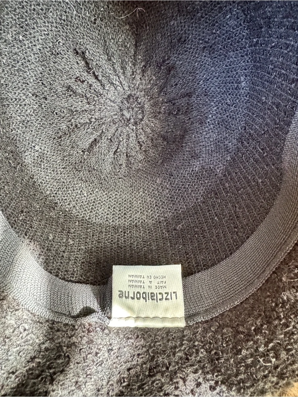 Liz Claiborne Wool Black Bouclé Knit Bucket Hat